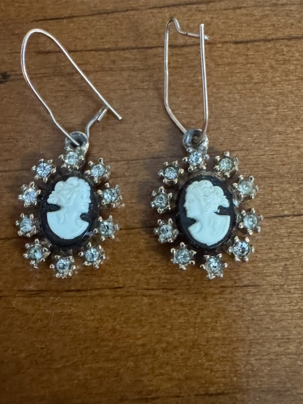 Elegant Gold and White Cameo Earrings